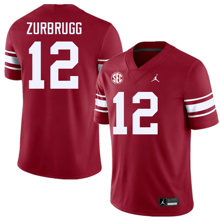 #12 Brendan Zurbrugg Oklahoma Sooners 2024 SEC Conference College Football Jerseys-Throwback